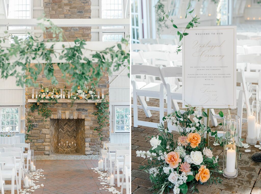 Indoor wedding ceremony at The Ashford Estate Allentown New Jersey