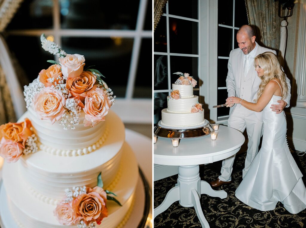 Wedding cake cutting at The Ashford Estate New Jersey celebration