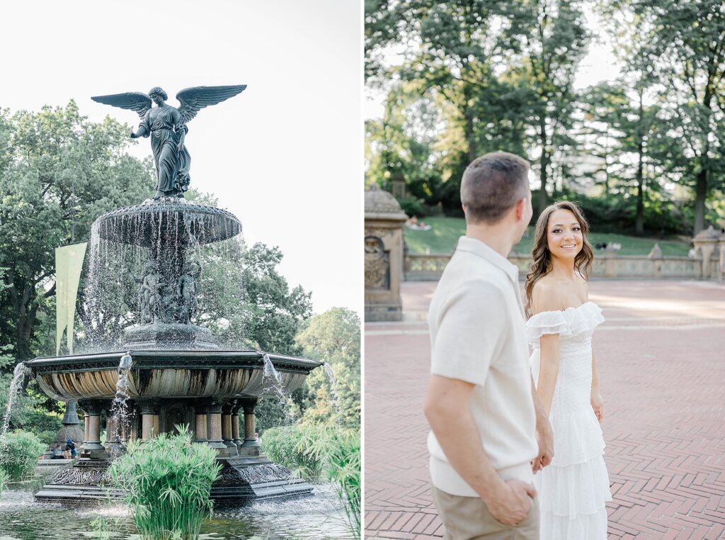 Bethesda Terrace engagement photography New York City summer